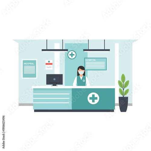 Medical Receptionist at Hospital Front Desk.