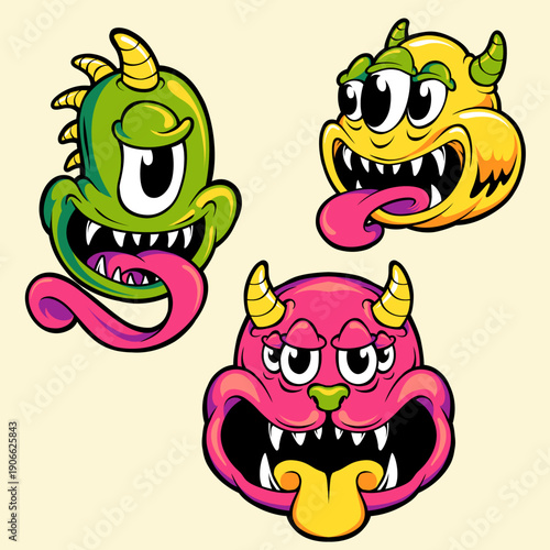 Three custom monster head