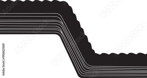 Geometric black and white abstract design element isolated background