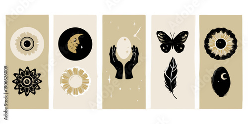 Mystical collage featuring celestial and natural symbolic imagery