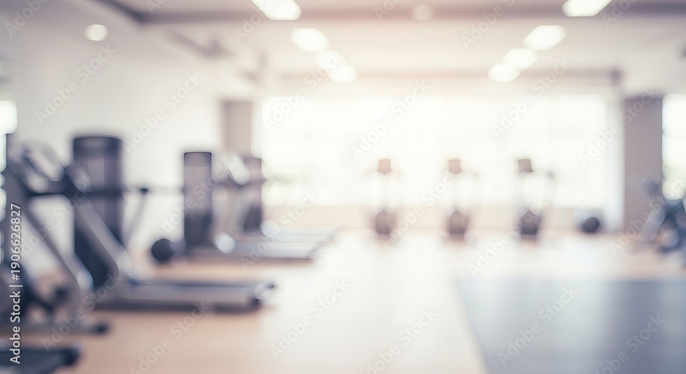 Fototapeta premium Vibrant and Subtle Fitness Facility Setting with Blurred Sports Installations and Natural Light
