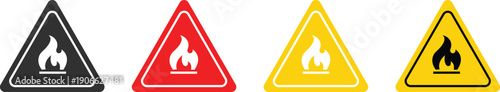 warning fire icon set. danger fire icon sign symbol collections. vector illustration Set of fire safety signs. Collection of warning signs. Fire danger signs. Warning signs.