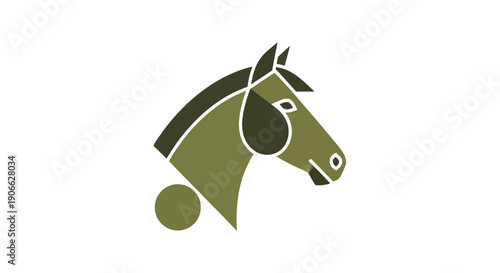 Stylized Horse Head Silhouette with Geometric Elements