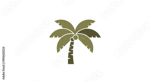 Stylized Palm Tree Icon Isolated on White Background