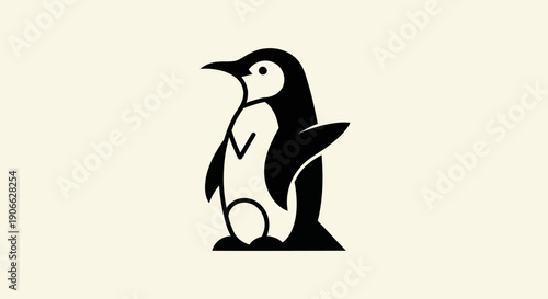 Stylized Penguin Illustration Icon Simple Black and White