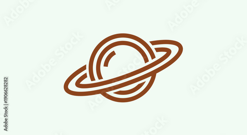 Stylized Planet Saturn Ring Icon, Minimalist Cosmic Orbit Symbol
