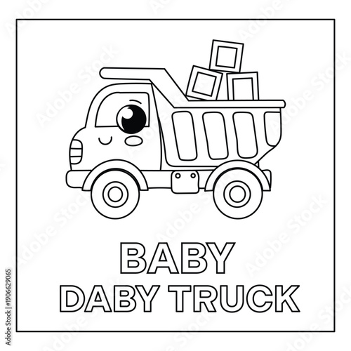 Cute baby dump truck coloring page for toddlers
