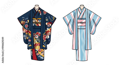 Kimono and yukata illustration