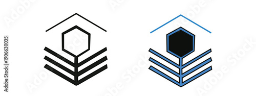 Abstract hexagonal icons representing layered data structures and organized systems.