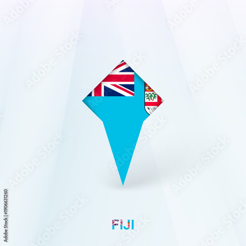 Fiji Flag Pin Icon with Geometric Design.