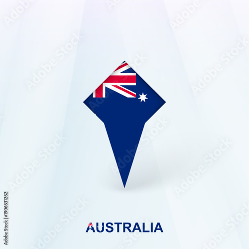 Australia Flag Pin Icon with Geometric Design.