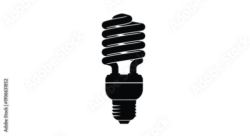 Simple black silhouette of a compact fluorescent lamp on a white background