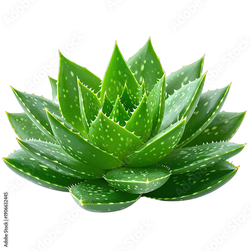A vibrant, close-up shot of a healthy, green Aloe Vera plant isolated against a black background