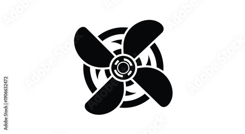 Simple black and white illustration of a four bladed propeller