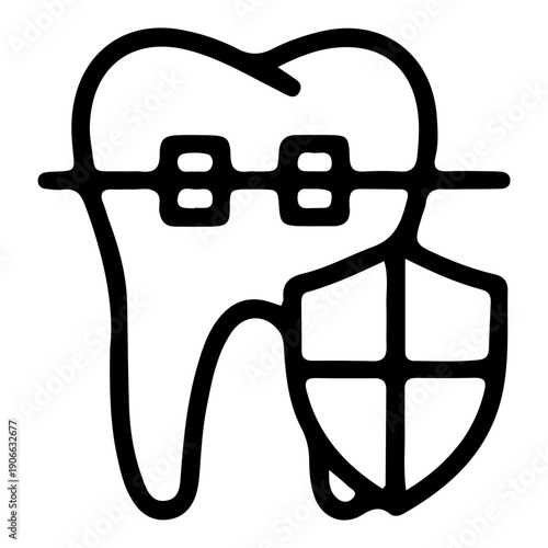 Orthodontic tooth protection line icon