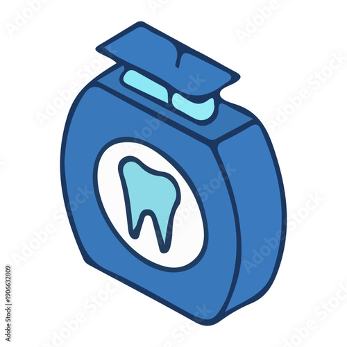 Blue Dental Floss Icon Illustration