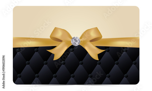 Gift Card Template with Gold Bow and Pattern. 