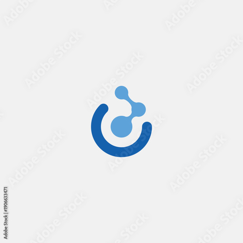 Abstract Blue Molecule Connection with Circular Arc Design Element.