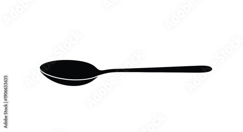 Simple black silhouette of a spoon against a white background