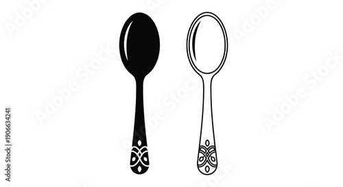 Two spoons displayed one solid black the other a white outline