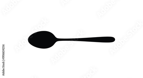 Simple black silhouette of a teaspoon on a white background
