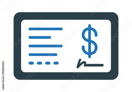 Digital Financial Invoice Screen Dollar Payment Icon