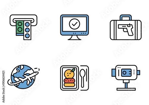 Vector illustration of a hand pressing a blue keypad on a digital screen