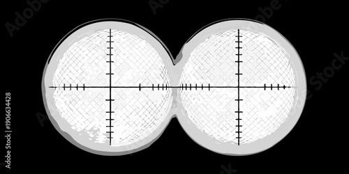 Binocular vision test pattern resembling two eyes with crosshairs