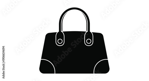 Simple black and white silhouette of a classic women s handbag