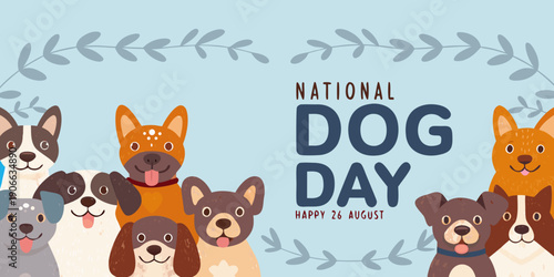 National dog day celebration with various adorable canine illustrations