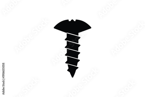 Metal screw silhouette icon for construction hardware industry representing maintenance repairs and diy renovation
