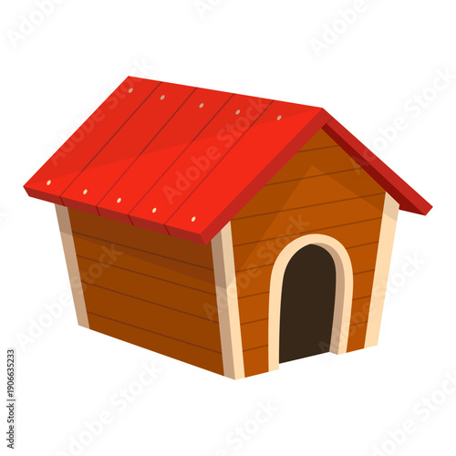 Dog house icon. Cartoon pet accessory. Petshop supermarket item. Empty pet home with roof. House for domestic animal. Isolated flat vector illustration