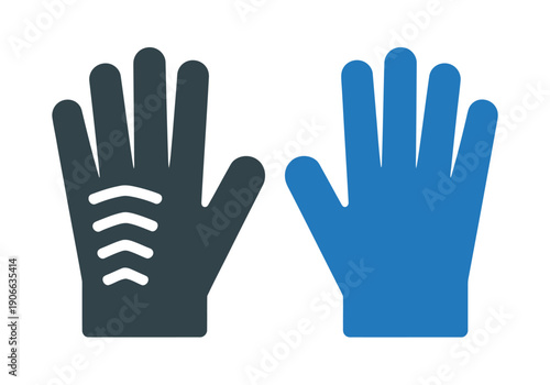 Vector illustration of two hands in gloves showing front and back views