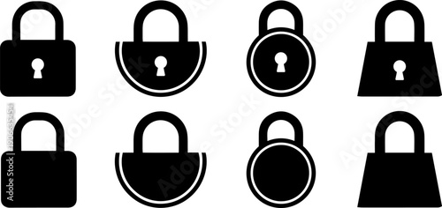 Set of modern padlock icons for security and privacy concepts