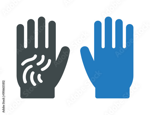 Vector illustration of a dirty hand and clean hand side by side
