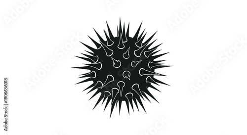 Black silhouette of a sea urchin with sharp prominent spines