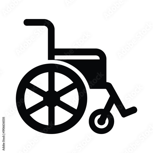 Vector icon of a wheelchair with a large wheel
