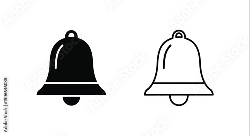 Two bell icons one solid black and one outlined in white