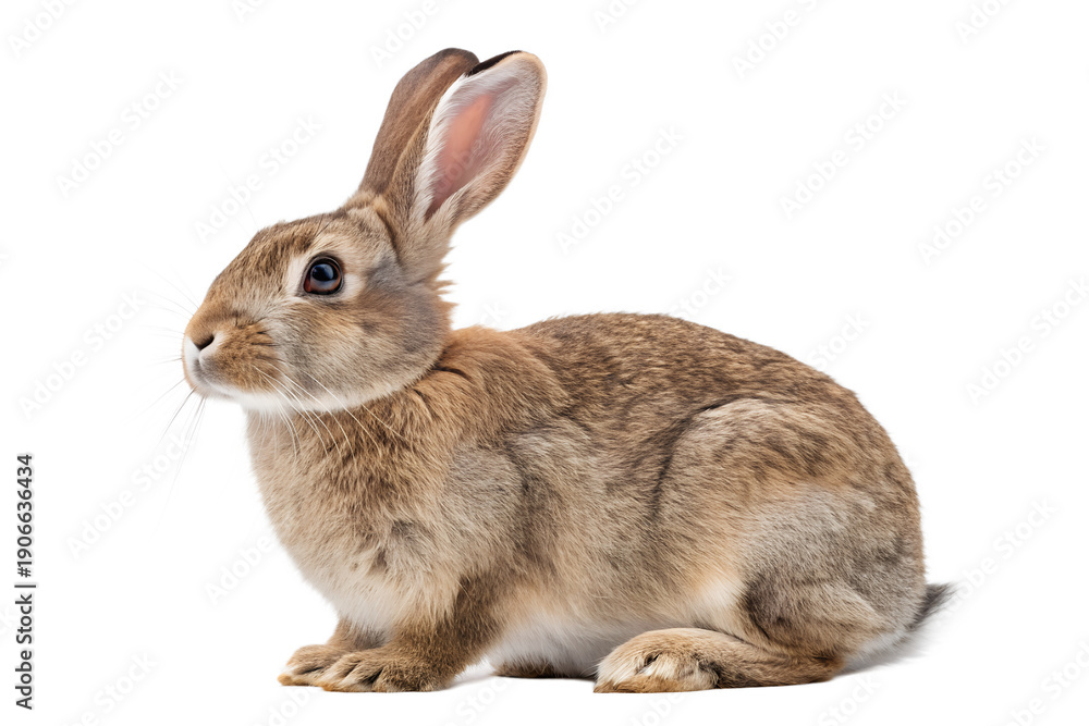 Obraz premium Realistic Rabbit Isolated on White Background