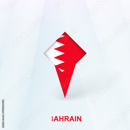 Bahrain Flag Pin Icon with Geometric Design.
