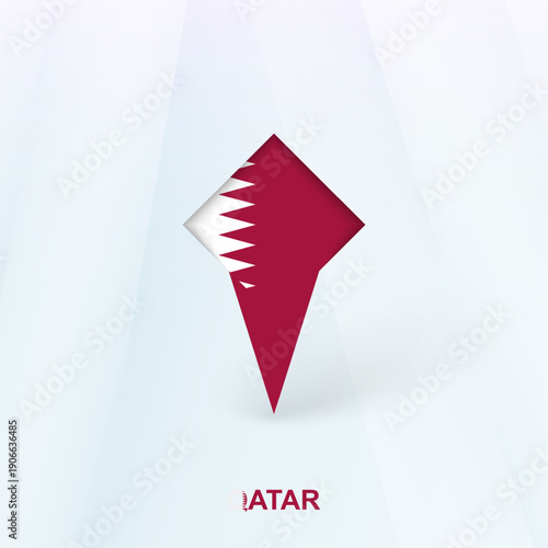 Qatar Flag Pin Icon with Geometric Design.