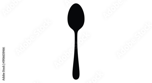 A stark minimalist depiction of a single spoon against a pure white background emphasizing its form as a silhouette high quality
