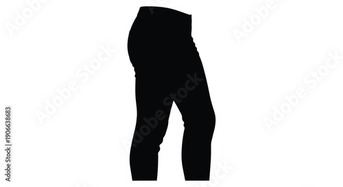 A stark black silhouette depicts the lower body of a person showcasing the form of jeans and legs silhouette high quality