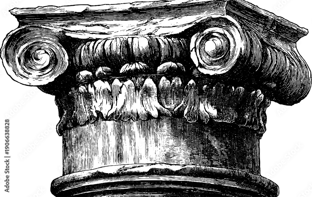 Naklejka premium Classical architectural column in vintage sketch style for design and art inspiration