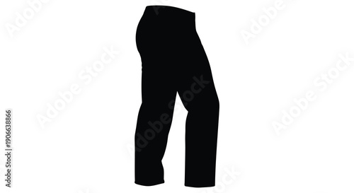 A stark black silhouette depicts a pair of classic straight leg jeans against a plain white background a bold silhouette high quality