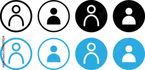Set of modern user profile icons in various colors and styles for digital use
