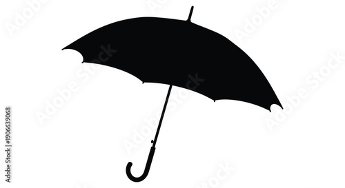 A striking black umbrella is displayed against a plain white background creating a bold visual contrast a silhouette high quality