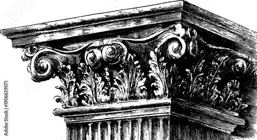 Vintage architectural cornice moulding with botanical patterns for design