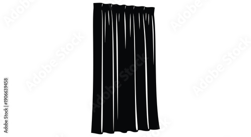 A stark black rectangular shape dominates the frame resembling hanging drapery or a dark void silhouette high quality professional detailed modern