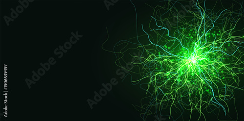 Medical Biotech Science Lab Research Background. Biotechnology Health Laboratory Backdrop for Bio Technology Forum Conference Design, Health Care Nano Tech. Green Cell Bacteria. Vector Illustration